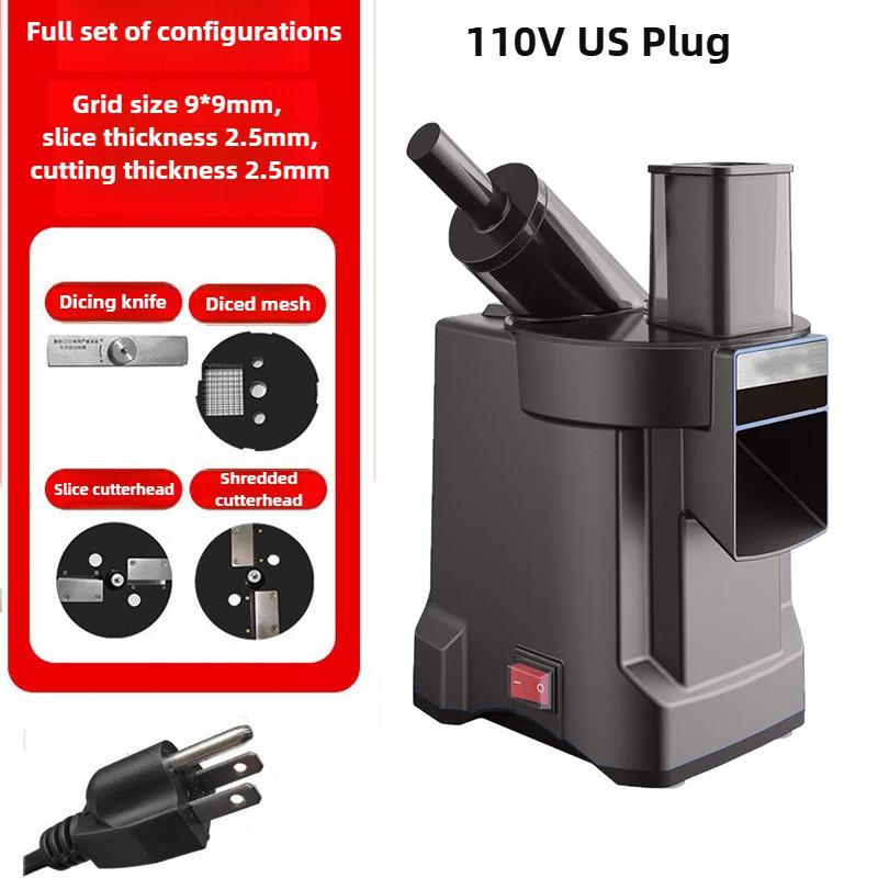 

220V Commercial 3-Function Vegetable Processor: Dual-Feed for Dicing, Slicing, Shredding (Potato, Carrot, Onion, Salad Prep)