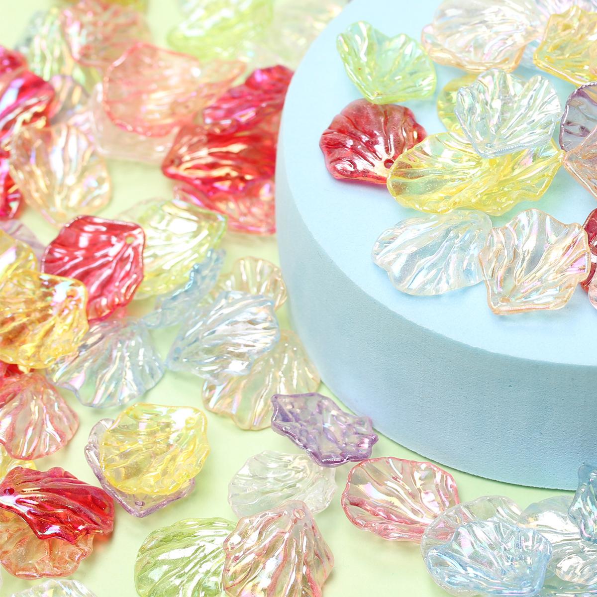 

Ручная работа, 200 шт., бусины в виде лепестков капустного листа, материал ручной работы, модные с отверстиями для изготовления ювелирных изделий, акрил AB, красочные