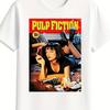 2026 Summer Fashion Unisex Pulp Fiction Graphic T-Shirt - Black Casual Crew Neck Tee with Iconic Movie Design Hip Hop Streetwear