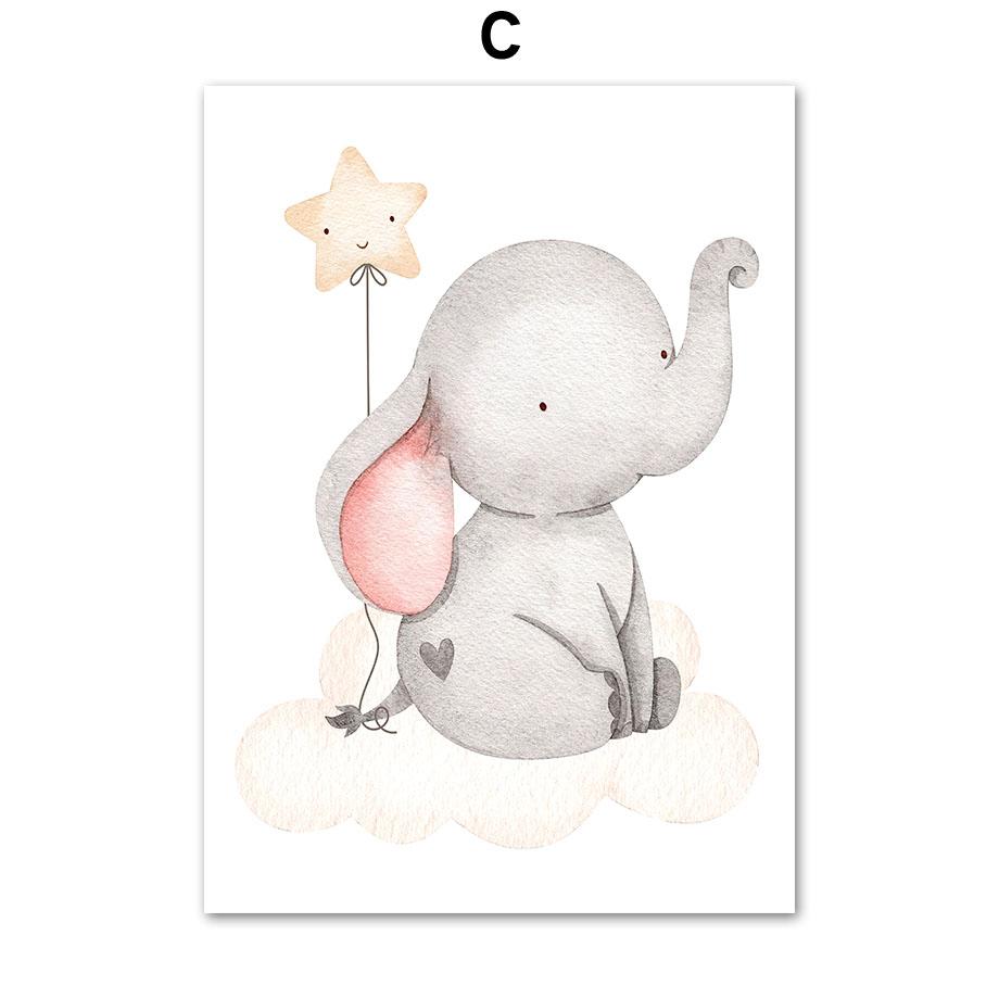 Boho Elefant Kaninchen Katze Regenbogen Mond Wolken Sonne Kinderzimmer Poster Nordic Wand Kunstdruck Leinwand Malerei Bilder Baby Room Decor