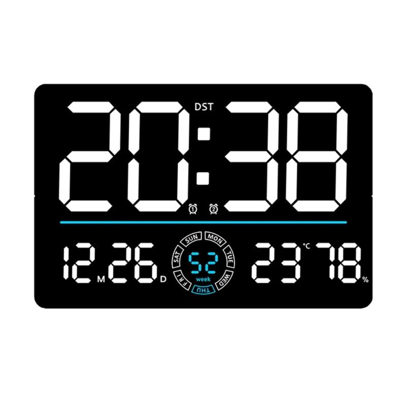 LED Digital Clock Auto Time Sync Large Display with 2 Alarm and Countdown Functions Temperature Display for Home Office