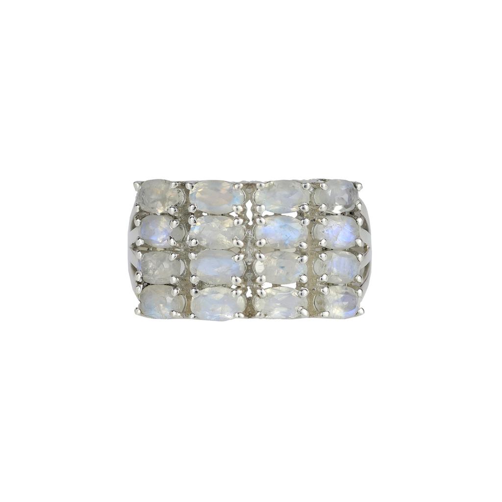 Sterlingsilber Ring mit mehreren Edelsteinen: Granat, Topas, Mondstein