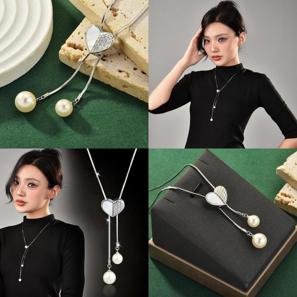 Unique Magnetic Heart Shaped Necklace With Elegant Pearl Drop For Fashionable Women