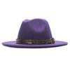 Four seasons flat woolen top hat, metal leopard print belt, big-brimmed felt hat, plain weave top hat