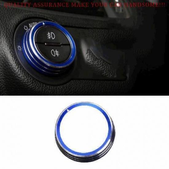 For Buick Envision 2016-2020 Blue Alloy Headlight Switch Control Knob Ring Trim