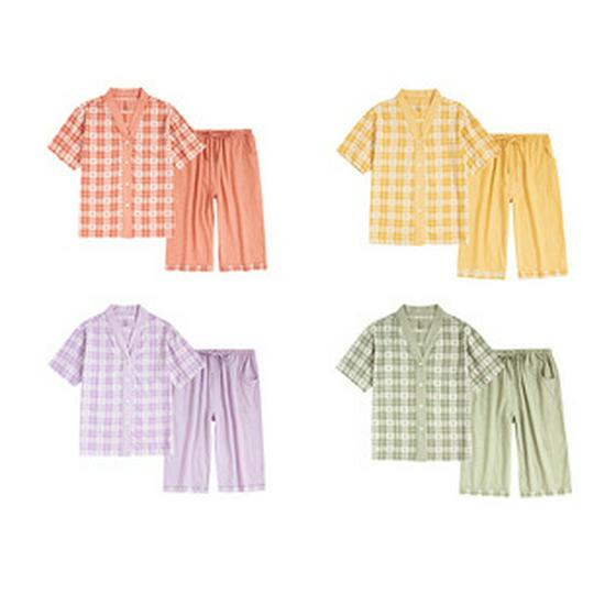 Set Pigiama in Cotone Stile Giapponese: Manica Lunga per Uomo e Donna, Pantaloni in Garza a Doppio Strato, Ideali per Coppie in Autunno.