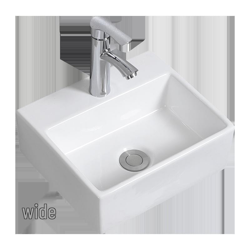 Compact Wall-Mounted Ceramic Washbasin, White, for Bathroom/Balcony
