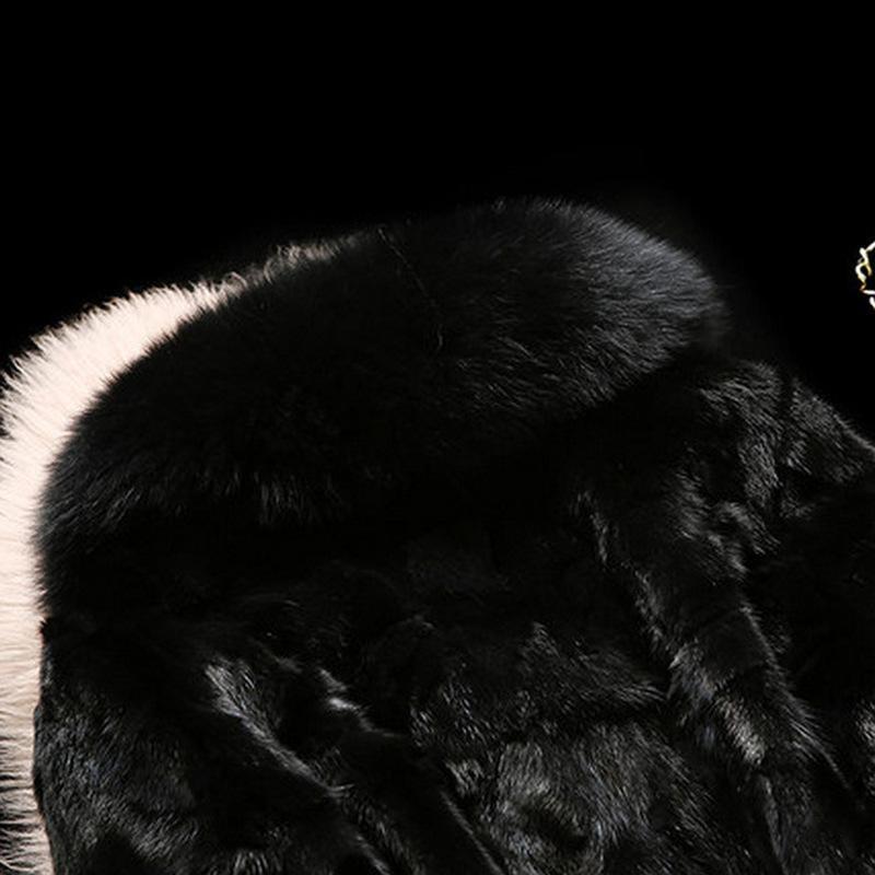 inter new imitation mink coat women's mink fur coat long mink aining fur special fox fur collar