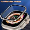 Pouzdro z hliníkové slitiny + tvrzené sklo pro Apple Watch Ultra 2 49mm Ochranná fólie proti poškrábání pro iWatch Ultra 49mm