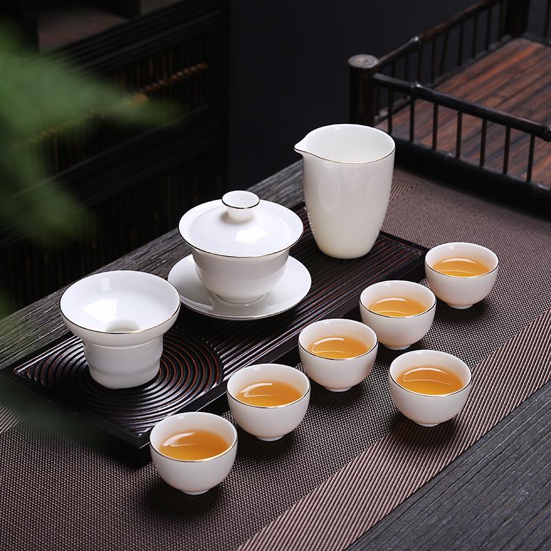 Keramik weißes Speckjade Porzellan Kung Fu Tee-Set Haushaltsgeschenke Geschäftsfirma Veranstaltungsgeschenke