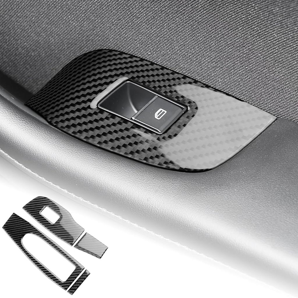 AIRSPEED Carbon Fiber for Mazda 3 Axela -2025 Center Console Multimedia Knob Button Cover Interior Trim Accessory, Black