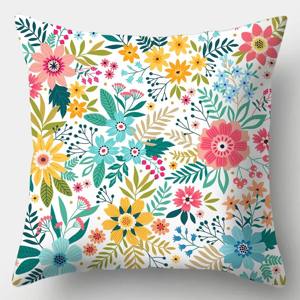 Federa Cuscino Floreale 45cmX45cm Quadrata Copricuscino per Divano Fiori ad Acquerello Cuscino