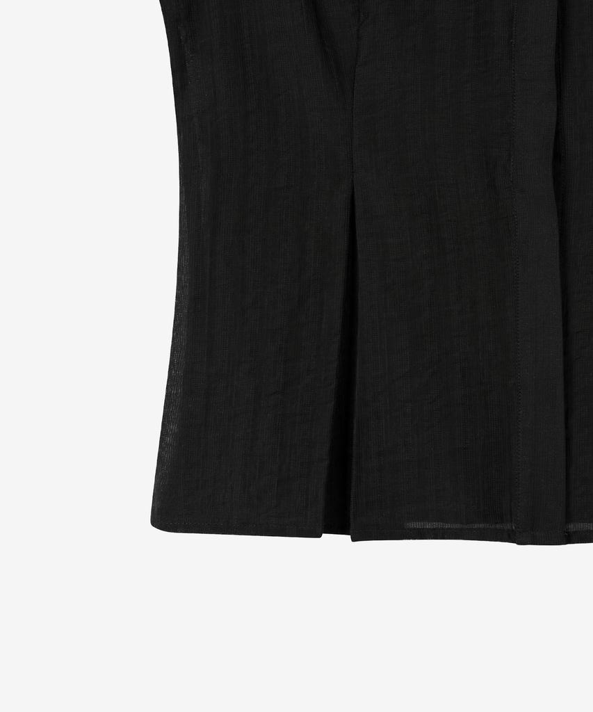 BASIKA Half-Sleeve V-Neck Tie Blouse (Black)