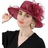 DRESHOW Damen Organza Hut Kirchenkappe Hüte Ausverkauf Kentucky Derby Cocktail Teeparty Hochzeit Blumenhut mit breiter Krempe