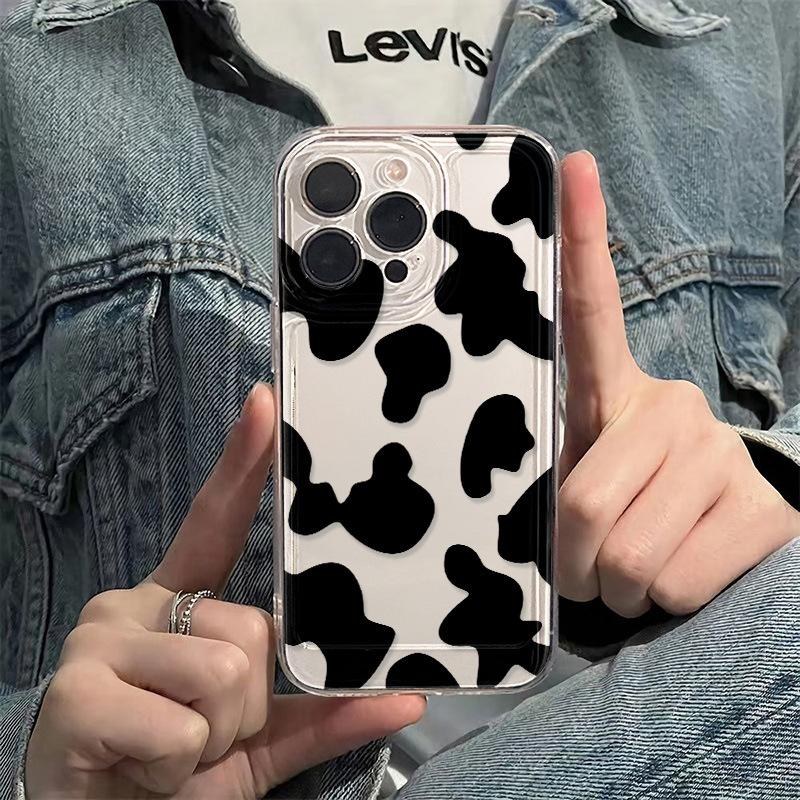 

Прозрачный чехол для телефона с принтом коровы для iPhone 16 15 14 13 12 11 Pro Max 8 7 Plus XS Max X XR, силиконовый бампер, противоударный, прозрачная задняя крышка Apple 7/8/SE