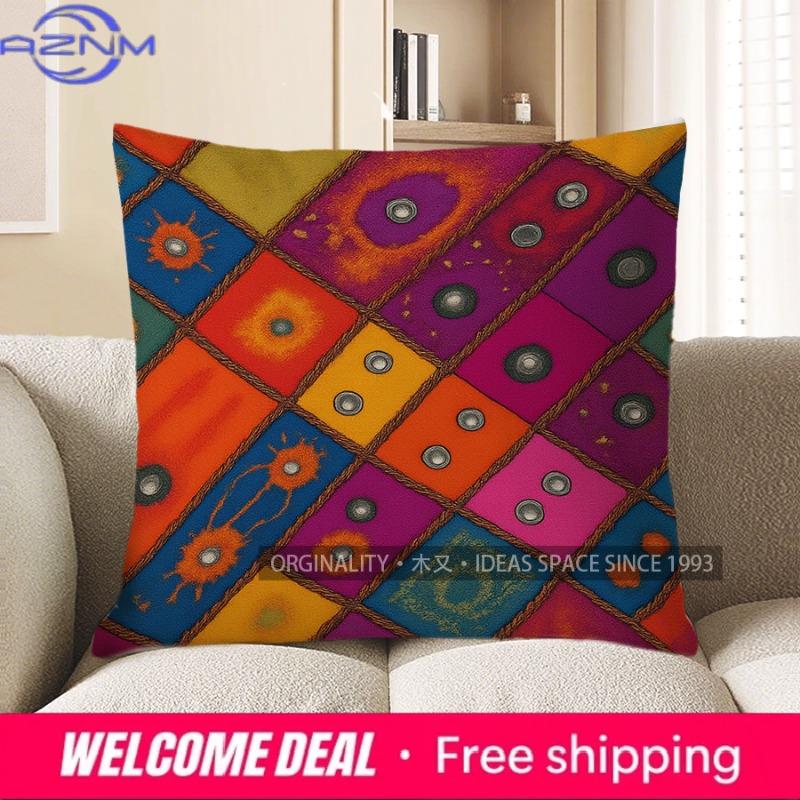 Home Decor Colorful Mandala Pattern Throw Pillow Cover Pattern Cushion Cover Suitable For Sofa Bedroom Car Pillow Cover