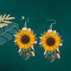 Sunflower Theme Acrylic Jewelry Lightweight Waterproof Earrings For Women Girls Handmade Statement Accessories