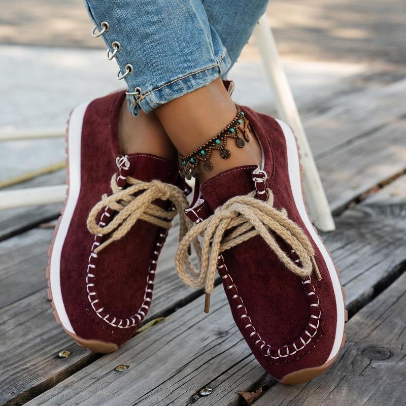 Damskie mokasyny wsuwane z zamszu - Płaskie buty z miękką podeszwą w stylu boho na jesień, Wygodne mokasyny do jazdy na co dzień