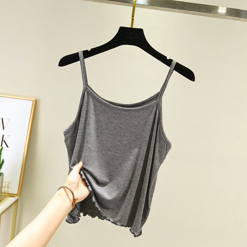 

Топ без рукавов облегающего кроя, тонкий, для ношения сверху и под одежду, на тонких бретелях Dark gray L (Recommendation 55.00 kg-62.50 kg