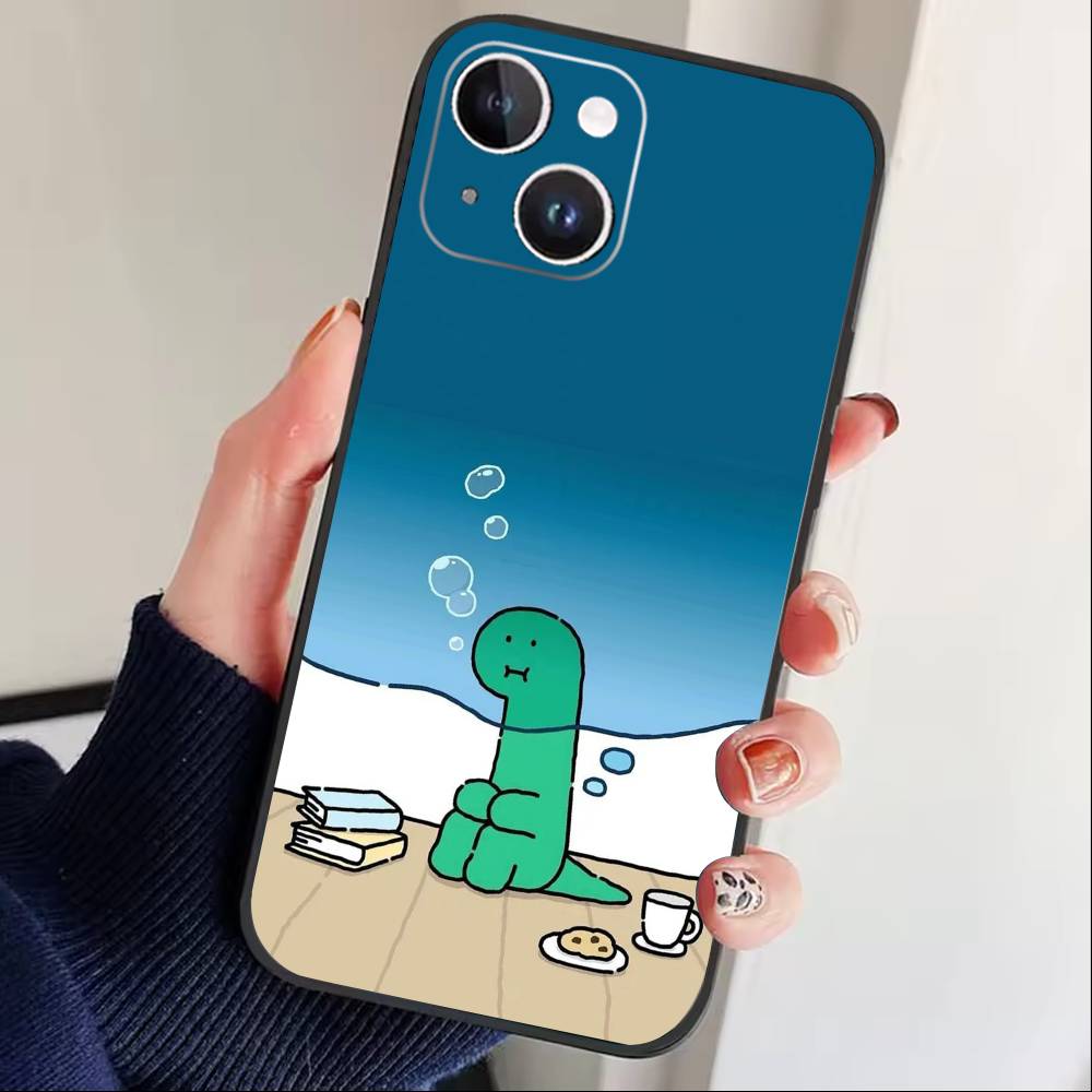 

Cute cartoon K-Jurassic Phone Case For iPhone 17 16 15 14 13 12 Max Plus Silicone Black Cover iPhone13