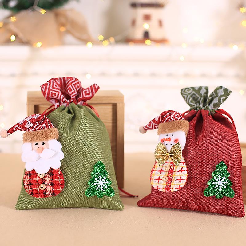 Festive Burlap Drawstring Gift Bag for Kids - Ideal for Apples, Candy, and Cookies
