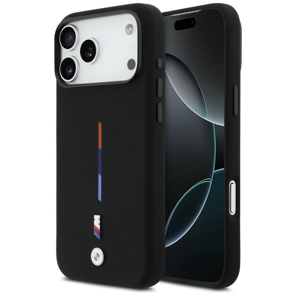 BMW M Silikon Dreifarbige Linie MagSafe iPhone 17 Pro Max Hülle Schwarz