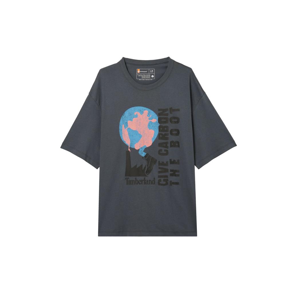 Timberland Letter Pattern Printed Casual Loose Comfortable Breathable Round Neck Short Sleeve Drop Shoulder T-Shirt Unisex T-Shirt Rock-Blue A6QAH-DH3