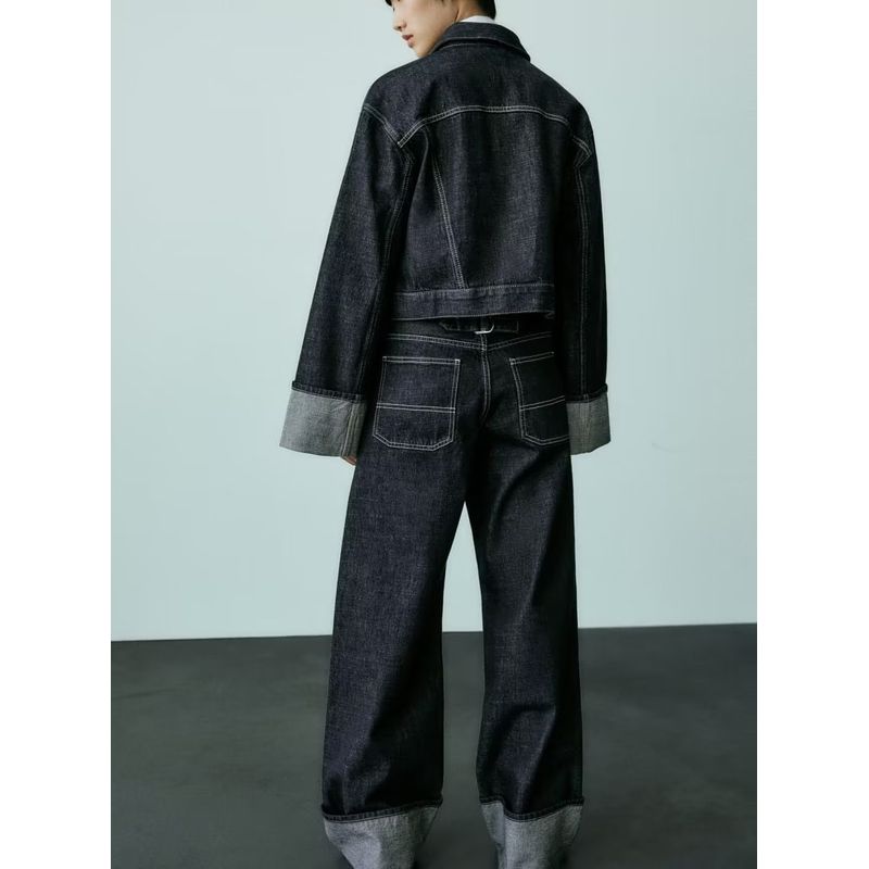 Fall and Winter New Arrival Curling Trousers Jeans 6045205 Lapel Long Sleeves Denim Jacket Coat 6045206