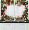 Christmas Theme Curtain Christmas Tree Bell Snowman Red and Green Matching Cloth Curtain for Bedroom Living Window High Shading