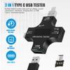 USB C Tester,2 In 1 Type C USB Tester Color Screen IPS Digital Multimeter,Voltage,Current,Power,Resistance,Temperature,with Clip