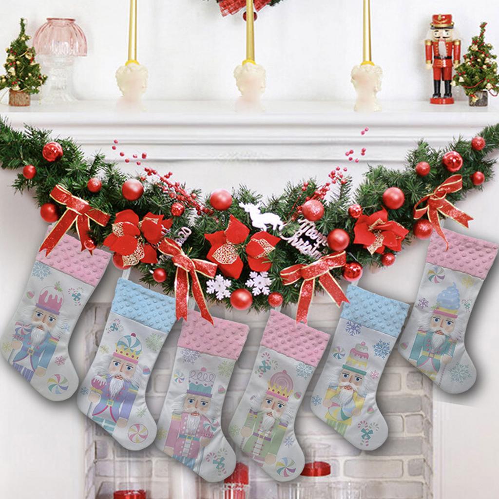 Nutcrackers Ornament Christmas Stocking Large Capacity Present Bag Handmade Holiday Tree and Fireplaces Decoration