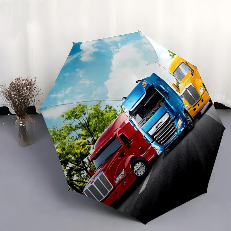 1 Stück LKW-Autobahn-Thema Hochwertiger Regenschirm, Automatisches Öffnen und Schließen, Multifunktionaler Regenschirm G0811329