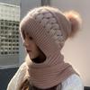 Women Korean Style Scarf Student Hat Integrated Earmuffs Cap Sleeve Plush Winter