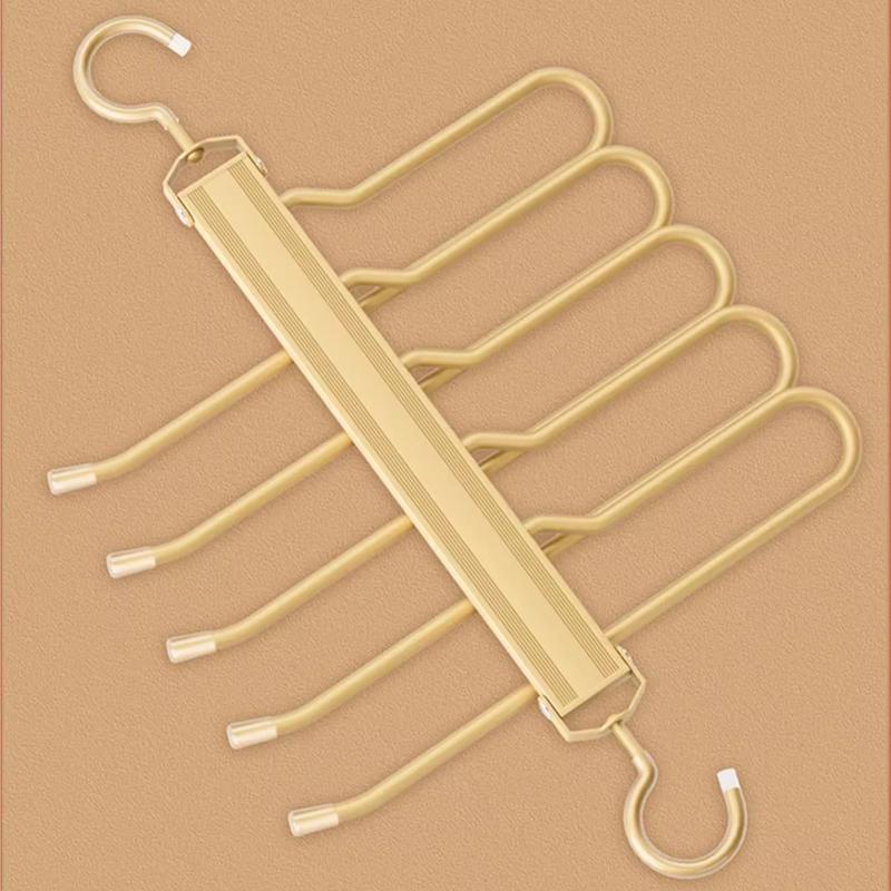6 In 1 Trouser Hangers Magic Multi Layer Aluminium Alloy Pants Storage Rack 360 Rotatable Foldable Protable Cloth Pants Hangers