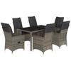 Vidaxl 7-Cz. Garden Furniture Set With Cushions, Grey, PE Rattan