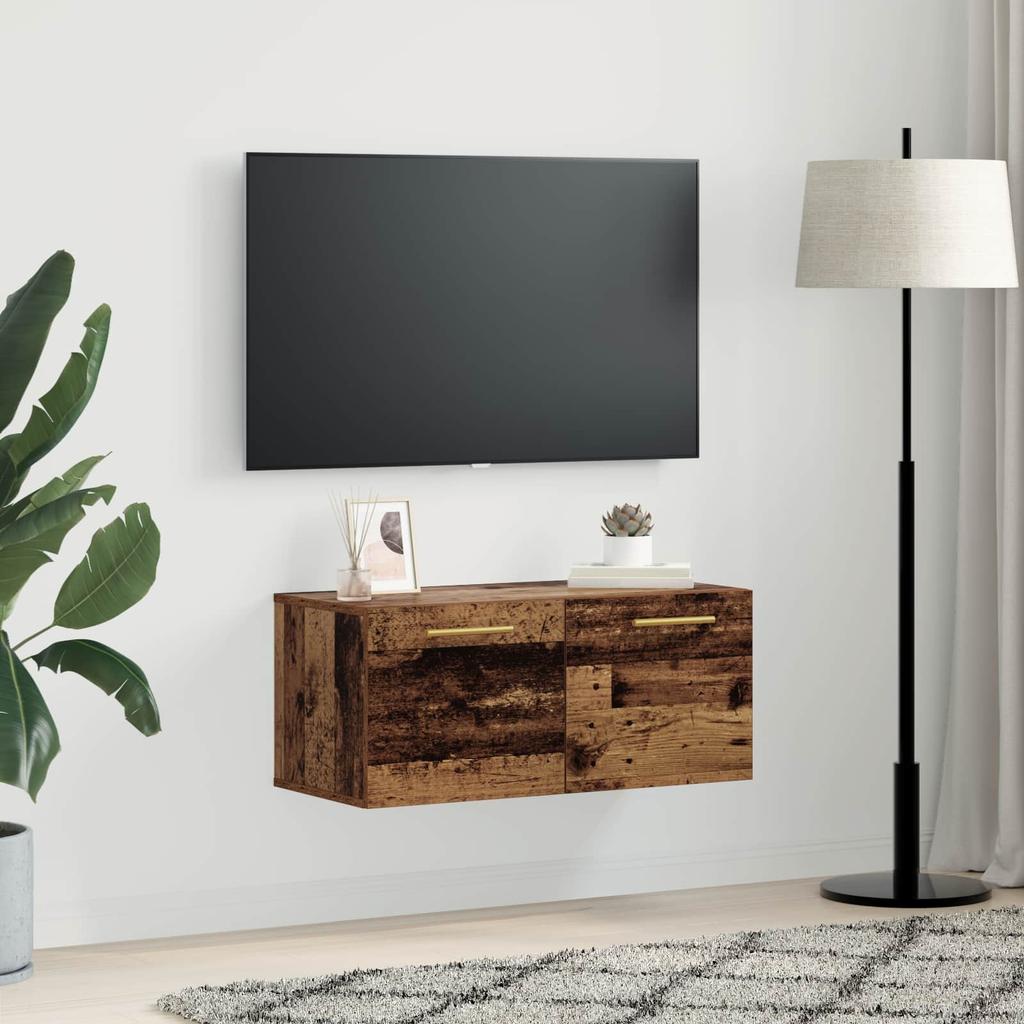 Wall Cabinet Reclaimed Wood Look 80 x 36.5 x 35 cm Engineered Wood