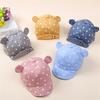 Flip Edge Hat Cotton Pot Pattern Cartoon Ear Design  Warm Hat Sunbonnet