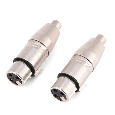 2Pcs 3 Pin XLR Female Jack To RCA Female O Microphone Mic Connector Adapter