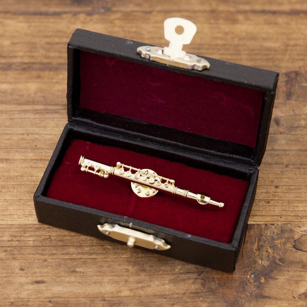 Akizuki Trading Co., Ltd. Design Accessories Flute Gold W5.7×D1.5×H1cm Miniature Band Pin Badge PA06-1/14