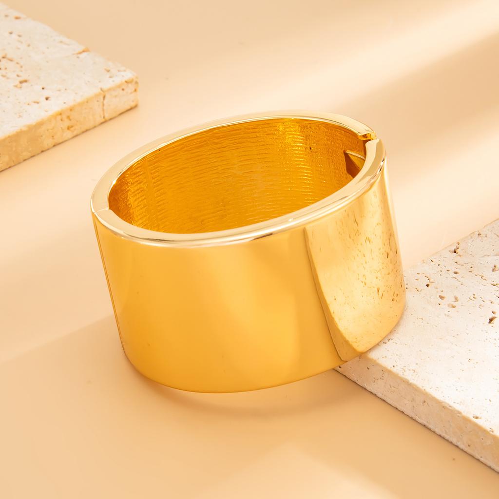 Salircon Vintage Brown Coffee Elastic Acrylic Bamboo Bangle Bracelets for Women Hip Hop Metal Cuff Spring Wide Bangles Jewelry
