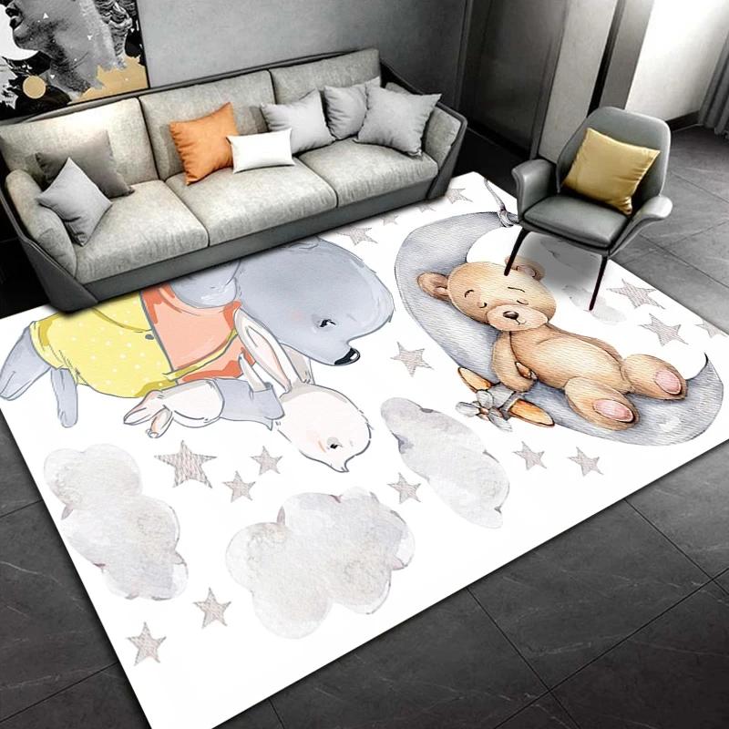 Tappeto Orso Cartone Animato per Soggiorno Decorazione Casa Tappeto da Area Tappetino per Camera da Letto Bambini Ragazze Tappetini Antiscivolo per Pavimento Soggiorno Zerbino Bagno