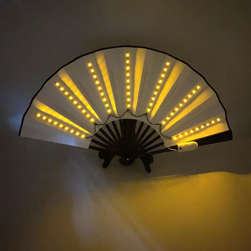 13 inch LED Fans DJ LARP Dans Bruiloft Podiumoptreden Bar Rekwisieten Vouwventilator Voor Vrouwen Kung Fu Ventilator Chinese Knipperende Ventilator