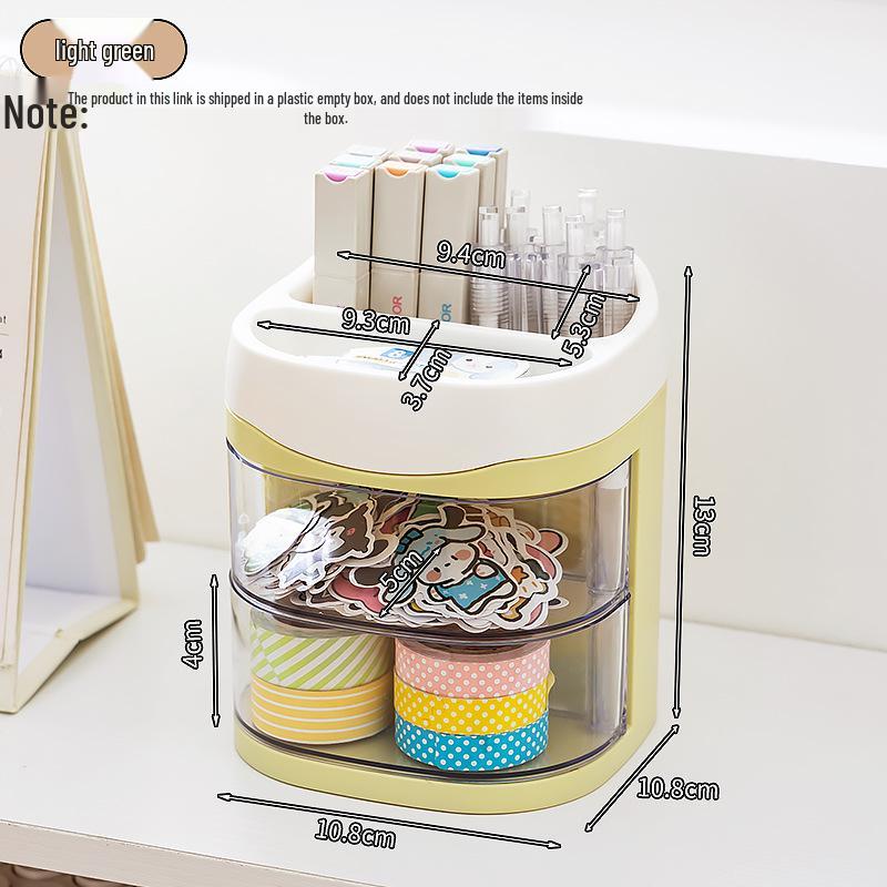 Rotating Mini Desktop Storage Box: Cartoon Style Pen & Cosmetic Holder for Office and Study