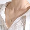 Necklace for Stainless Alphabet Sparkly Initial Anniversary [Rockyu] Women, Gold, Hypoallergenic, Steel, Pendant, Zirconia, Letters, Chain, Accessory,
