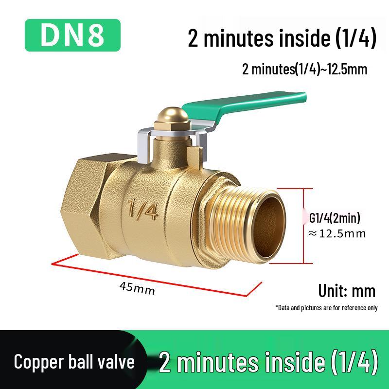Heavy-Duty 1/2" Brass Ball Valve for Air and Water Pipes, Internal/External Thread