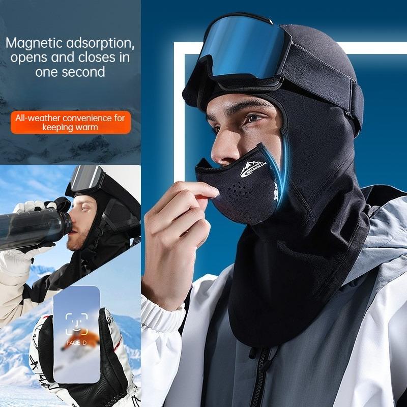 Magnetic Balaclava Fleece Thermal Winter Face Mask Windproof Neck Gaiter with Face Cover for Cold Weather Cycling Riding