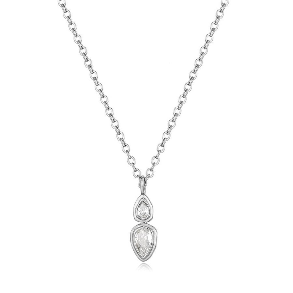Multi Zircon Elliptical Round Pendant Necklace with Minimalist Instagram Fashion Plating for Color Protection