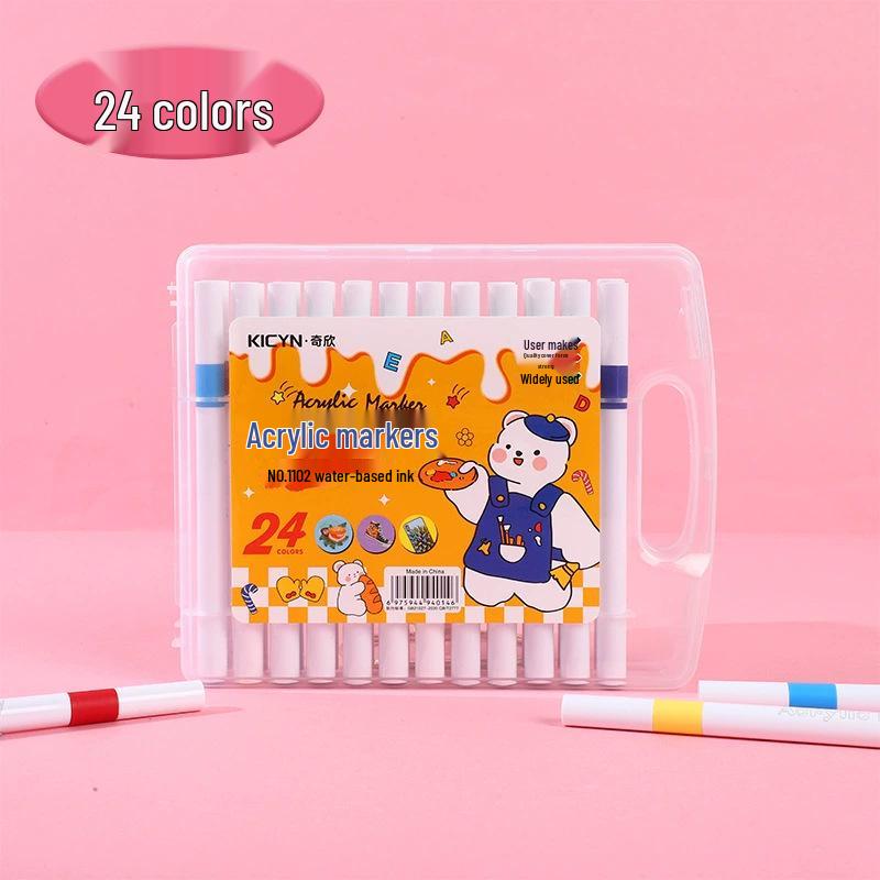 Schnelltrocknende Acrylmarker - 24 Farben, Nicht ausblutend, Schichtbare Aquarellstifte für Kinder-Graffiti und Kunst