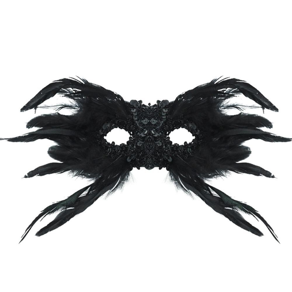 Cosplay Halloween Eye Mask Large Horn Gothic Mask Halloween Feather Masks  Halloween Carnival
