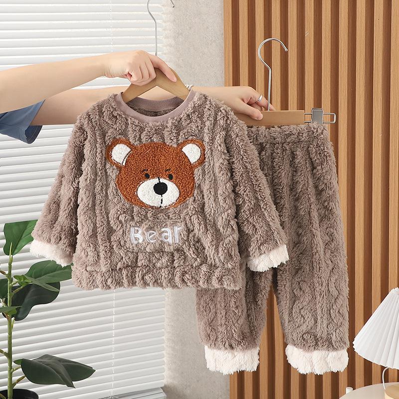 Girls Facecloth Split Pajamas Suit 2024 New Baby Children's Baby